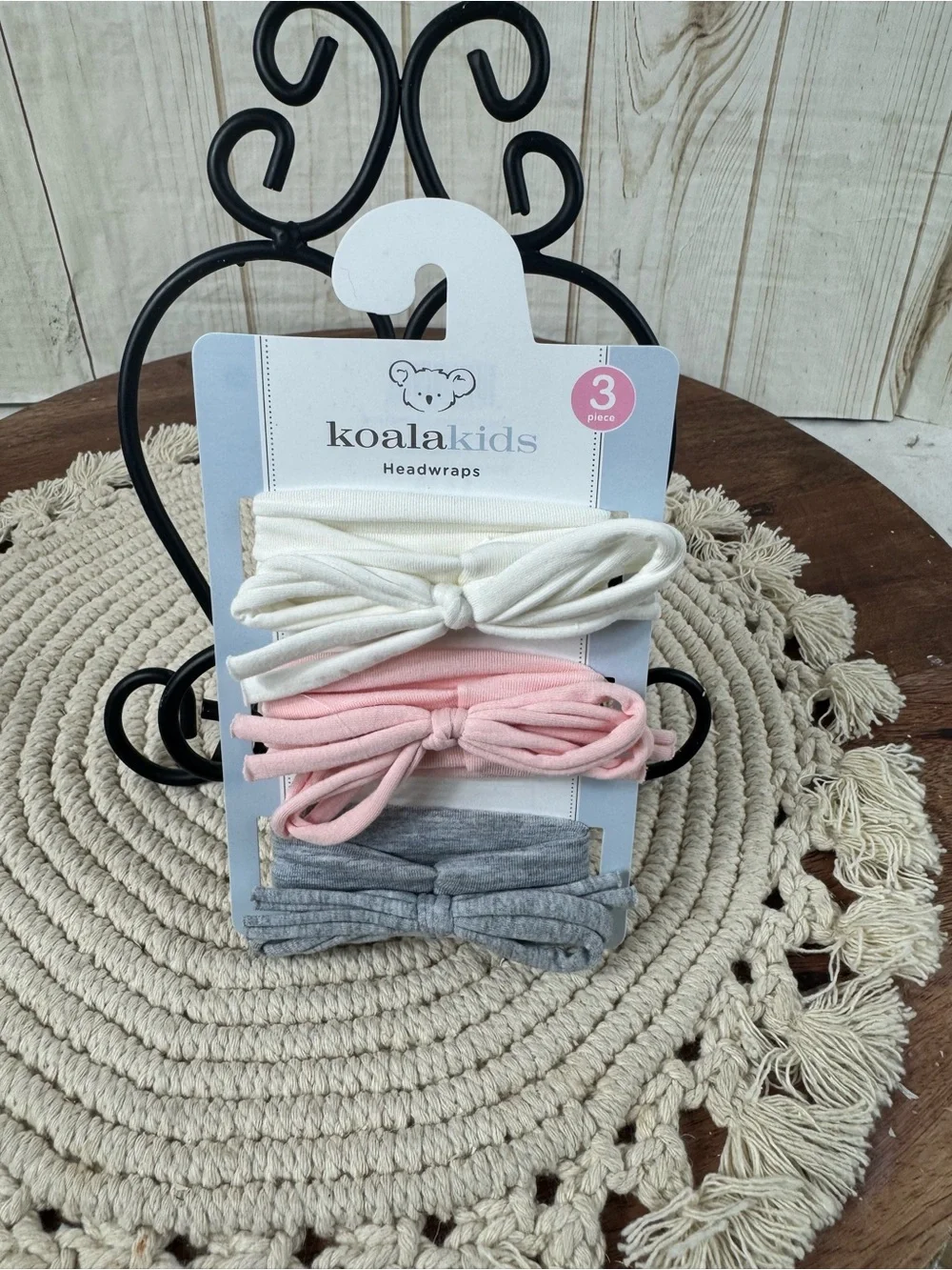 Set of 3 fabric bow headwraps and 2 headbands gold bow and ivory bow.